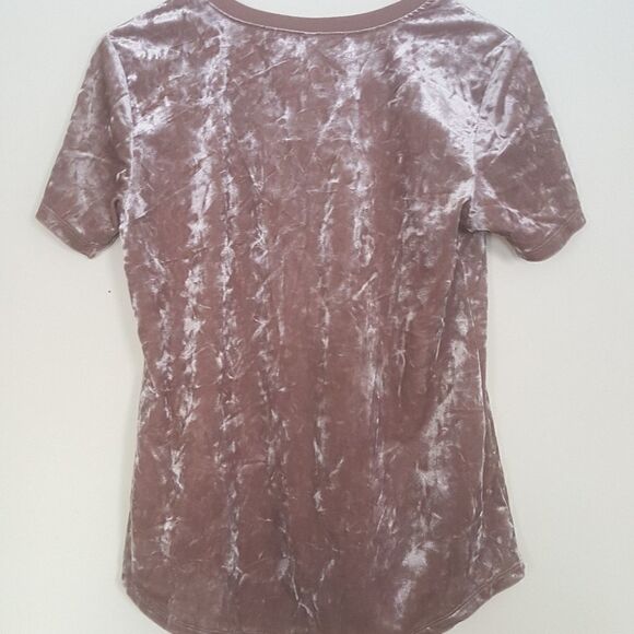 Z Supply The Crushed Velour Rose Gold Vneck Short Sleeve Top Size XS - Picture 4 of 5